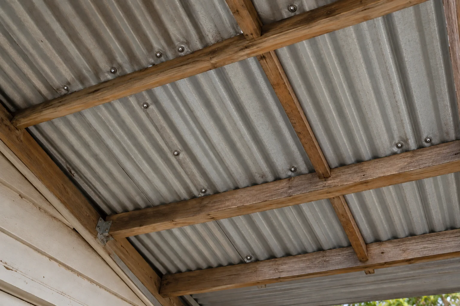 The fix: roof sheets screwed down at the right spacing