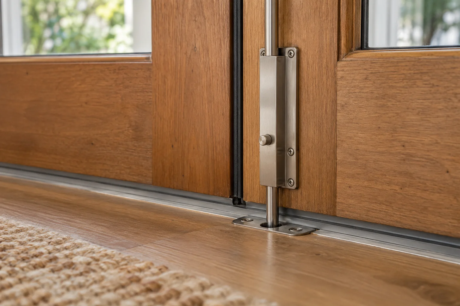 Drop bolt fitted to a door