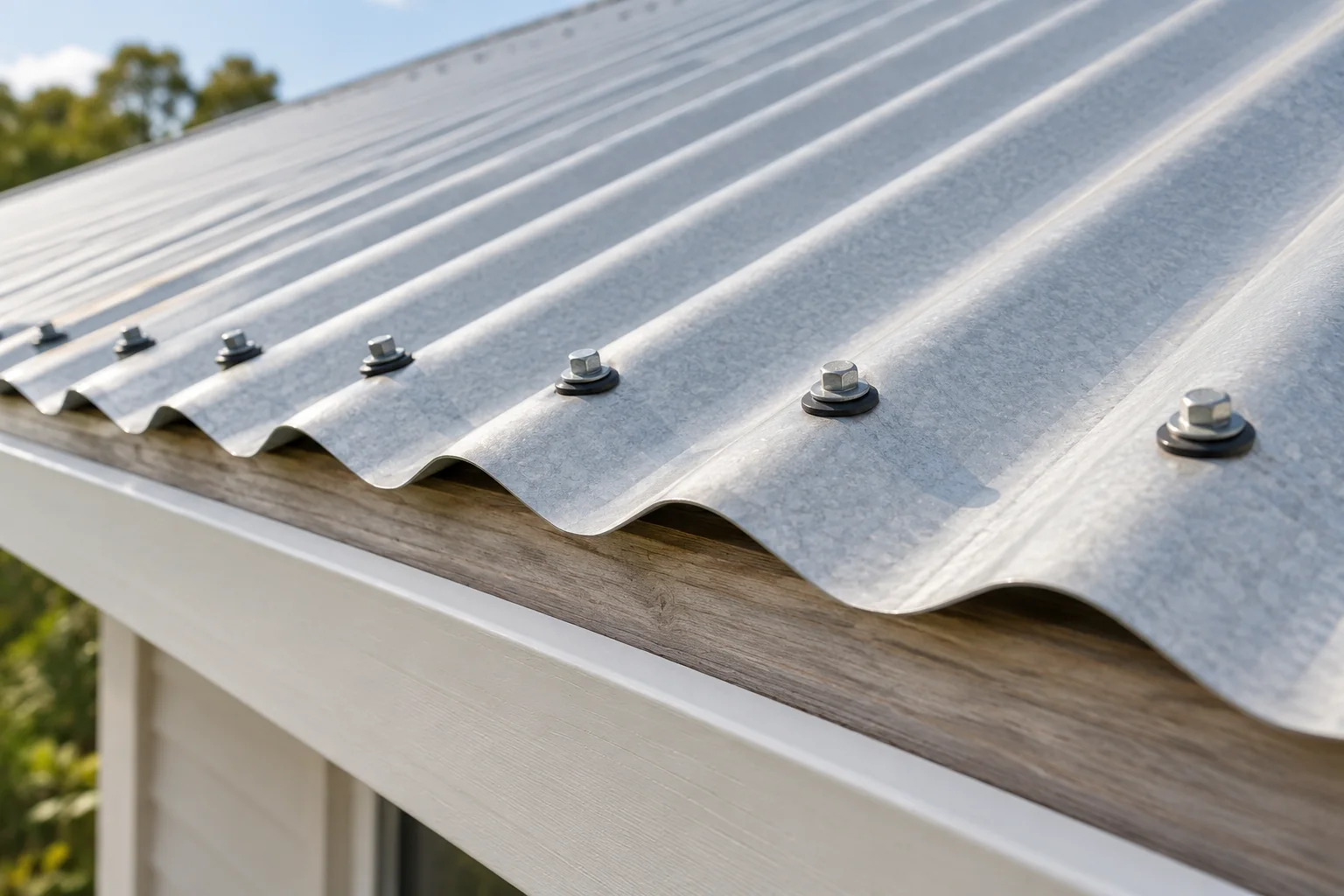 Roof sheets screwed down