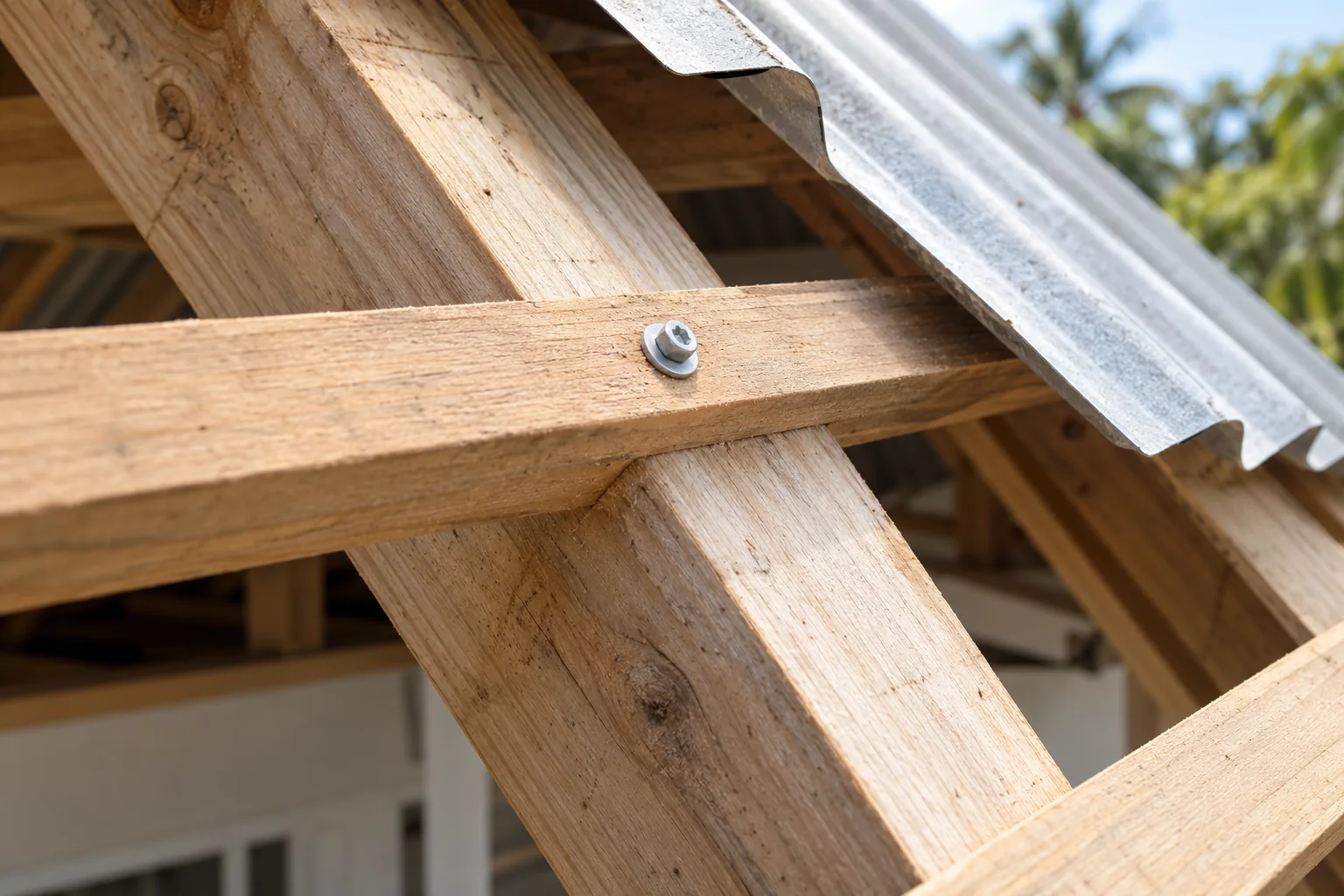 Batten screwed to a rafter