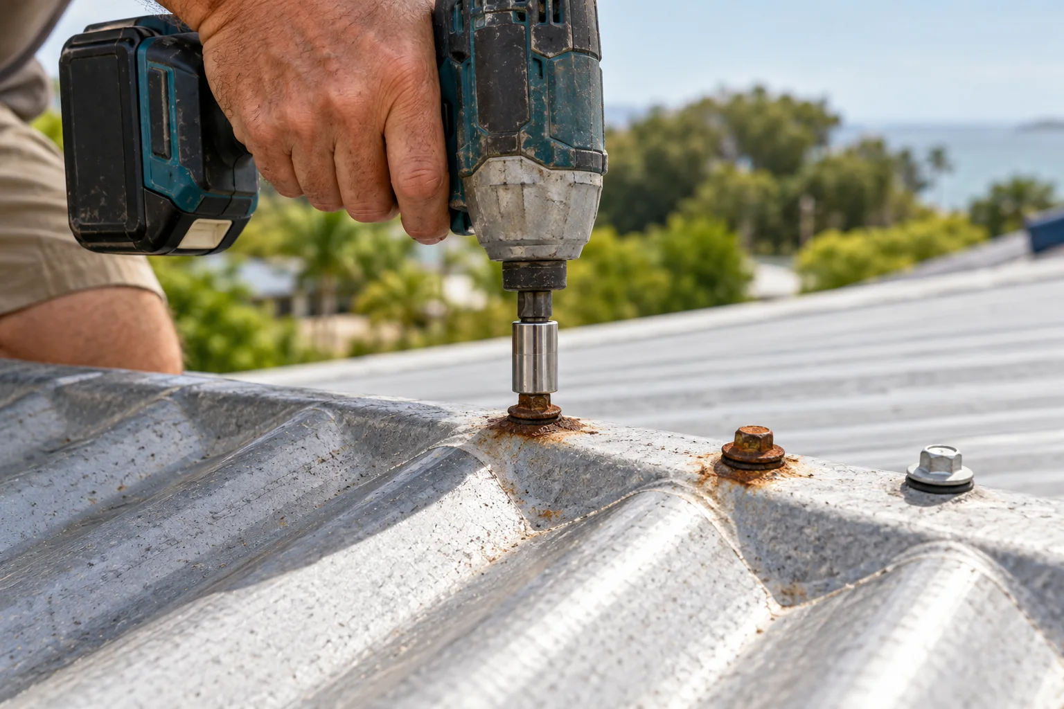 Replacing rusty roof screws